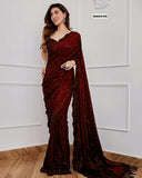 Designer Party Wear Georgette Saree With Heavy  Sequence Embrodery Work