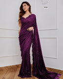 Designer Party Wear Georgette Saree With Heavy  Sequence Embrodery Work