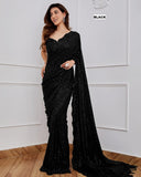 Designer Party Wear Georgette Saree With Heavy  Sequence Embrodery Work