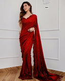Designer Party Wear Georgette Saree With Heavy  Sequence Embrodery Work