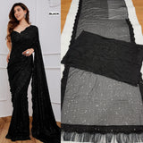 Designer Party Wear Georgette Saree With Heavy  Sequence Embrodery Work