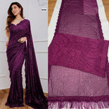 Designer Party Wear Georgette Saree With Heavy  Sequence Embrodery Work