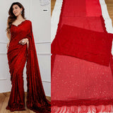 Designer Party Wear Georgette Saree With Heavy  Sequence Embrodery Work