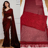 Designer Party Wear Georgette Saree With Heavy  Sequence Embrodery Work