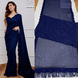 Designer Party Wear Georgette Saree With Heavy  Sequence Embrodery Work