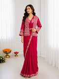 Designer Heavy Crep Silk Ready-to-Wear Saree With Embroidery Sequence work