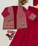 Designer Heavy Crep Silk Ready-to-Wear Saree With Embroidery Sequence work