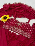 Designer Heavy Crep Silk Ready-to-Wear Saree With Embroidery Sequence work