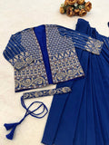Designer Heavy Crep Silk Ready-to-Wear Saree With Embroidery Sequence work