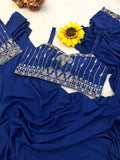 Designer Heavy Crep Silk Ready-to-Wear Saree With Embroidery Sequence work