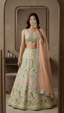 Designer Lehenga Choli With Real Mirror Embroidery And Sequins Work