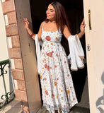 White Premium Faux Georgette Anarkali Suit with Dupatta And Pant