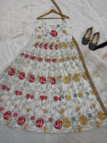 White Premium Faux Georgette Anarkali Suit with Dupatta And Pant