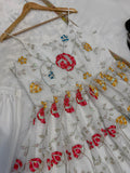 White Premium Faux Georgette Anarkali Suit with Dupatta And Pant