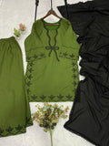 HANIA AMIR INSPIRED PAKISTANI SUIT WITH EMBROIDERED WORKED TOP PLAZZO AND DUPATTA