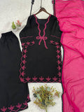 HANIA AMIR INSPIRED PAKISTANI SUIT WITH EMBROIDERED WORKED TOP PLAZZO AND DUPATTA