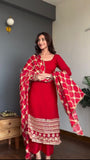 Faux Georgette with Soft Micro Cotton Lining & Thread with 9mm Sequence work Salwar Kameez