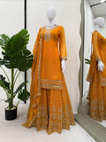 Latest Faux Georgette Designer Sharara Set With Thread And Sequnce Work