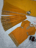 Latest Faux Georgette Designer Sharara Set With Thread And Sequnce Work