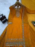 Latest Faux Georgette Designer Sharara Set With Thread And Sequnce Work
