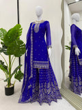 Latest Faux Georgette Designer Sharara Set With Thread And Sequnce Work