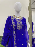 Latest Faux Georgette Designer Sharara Set With Thread And Sequnce Work
