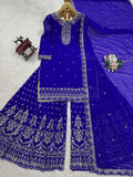 Latest Faux Georgette Designer Sharara Set With Thread And Sequnce Work