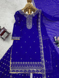 Latest Faux Georgette Designer Sharara Set With Thread And Sequnce Work