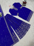 Latest Faux Georgette Designer Sharara Set With Thread And Sequnce Work