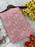 Premium Butterfly Net Embellished With Embroidery Sequins Jari And Thread Work Saree