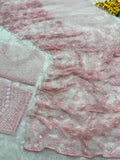 Premium Butterfly Net Embellished With Embroidery Sequins Jari And Thread Work Saree