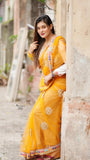 NEW SUPERHIT DESIGN ON NET FABRIC WITH HEAVY EMBROIDERY & FANCY LACE WORK SAREE WITH STITCH BLOUSE