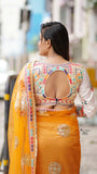 NEW SUPERHIT DESIGN ON NET FABRIC WITH HEAVY EMBROIDERY & FANCY LACE WORK SAREE WITH STITCH BLOUSE