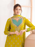 Designer Chinon Silk Sharara Suit And Dupatta Set With Embroidery Siqunce Work