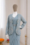 Ready To wea Heavy Crep Silk Designer Saree With Embroidery And Sequence