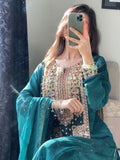 Designer Party Wear Fox Georgette Top Pallazo And Dupatta Set