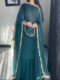 Designer Party Wear Fox Georgette Top Pallazo And Dupatta Set