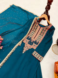 Designer Party Wear Fox Georgette Top Pallazo And Dupatta Set