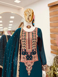 Designer Party Wear Fox Georgette Top Pallazo And Dupatta Set