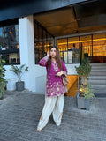DESIGNER AND COMFORT EMBROIDERED FRENCH CRAPE CO-ORD SET