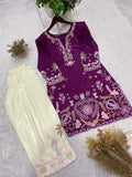 DESIGNER AND COMFORT EMBROIDERED FRENCH CRAPE CO-ORD SET
