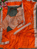 New Super Trending Embroidery cording work ready to wear saree with Embroidery Blouse
