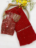 FAUX GEORGETTE WITH HEAVY 5MM SEQUINS EMBROIDERY WORK SAREE
