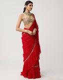 FAUX GEORGETTE WITH HEAVY 5MM SEQUINS EMBROIDERY WORK SAREE
