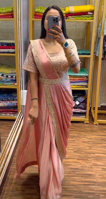 New Super Trending Embroidery cording work ready to wear saree with Embroidery Blouse