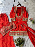 EXCLUSIVE 4 PIECE PLAZZO PAIR WITH REAL MIRROR AND EMBROIDERY WORK