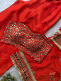 EXCLUSIVE 4 PIECE PLAZZO PAIR WITH REAL MIRROR AND EMBROIDERY WORK