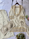 EXCLUSIVE 4 PIECE PLAZZO PAIR WITH REAL MIRROR AND EMBROIDERY WORK