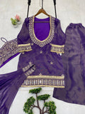 EXCLUSIVE 4 PIECE PLAZZO PAIR WITH REAL MIRROR AND EMBROIDERY WORK