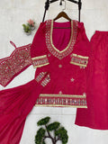 EXCLUSIVE 4 PIECE PLAZZO PAIR WITH REAL MIRROR AND EMBROIDERY WORK